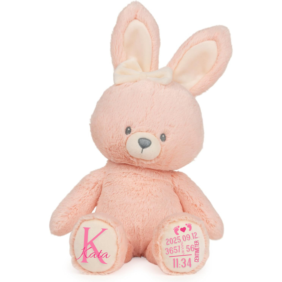 Rosy - Egyedi rózsaszín plüss emlékőr nyuszi (30 cm)