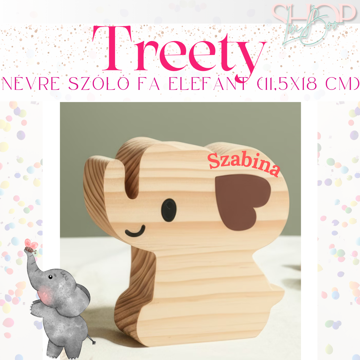 Treety - Névre szóló fa elefánt