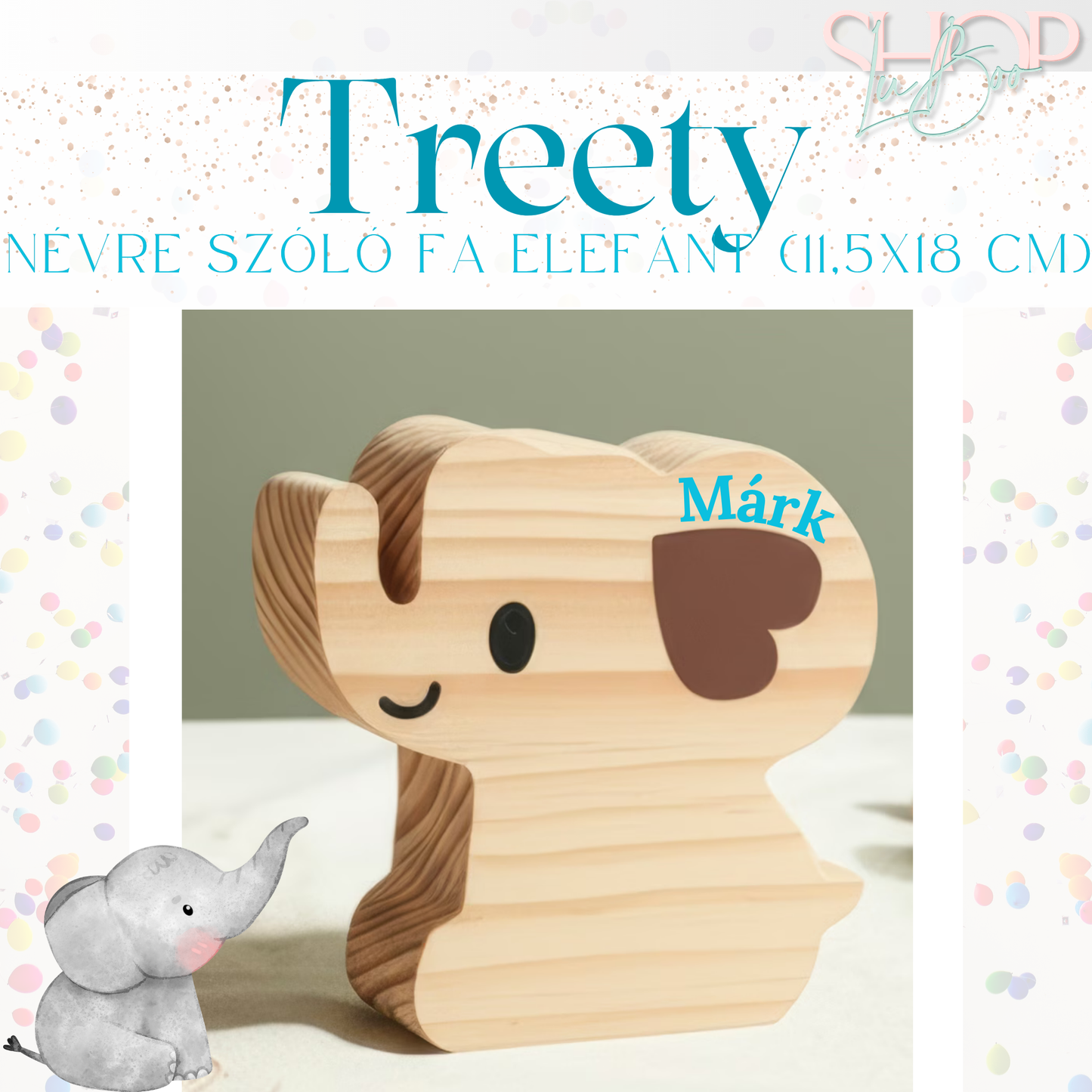 Treety - Névre szóló fa elefánt