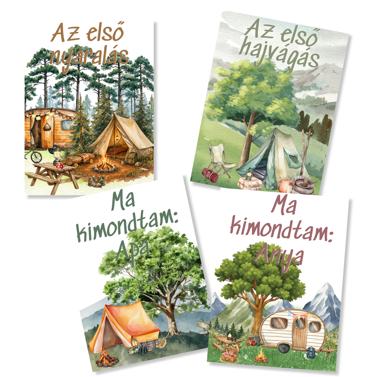 Mérföldkő kártyák – Camping (11×15 cm)