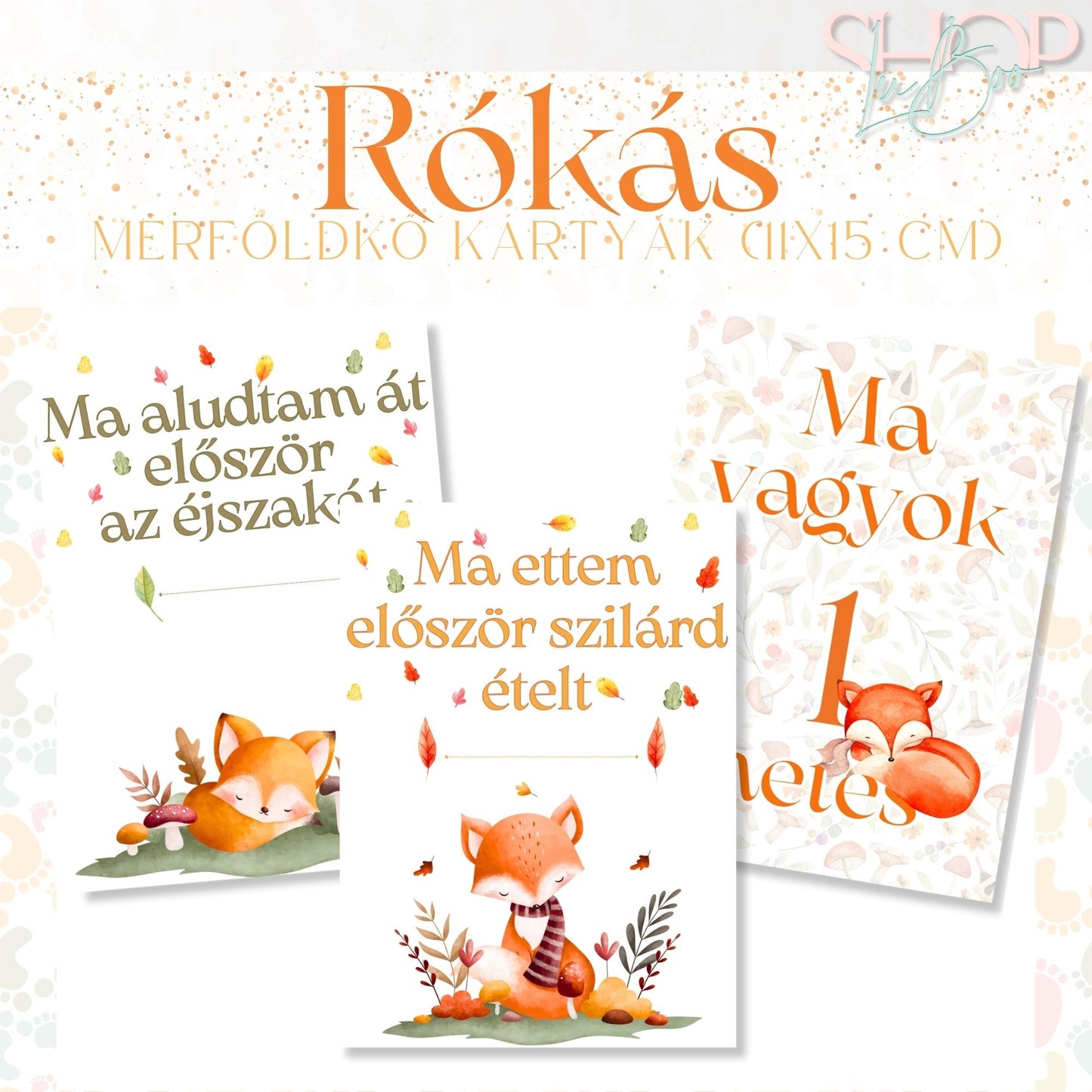 Mérföldkő kártyák - Rókás (11x15 cm)