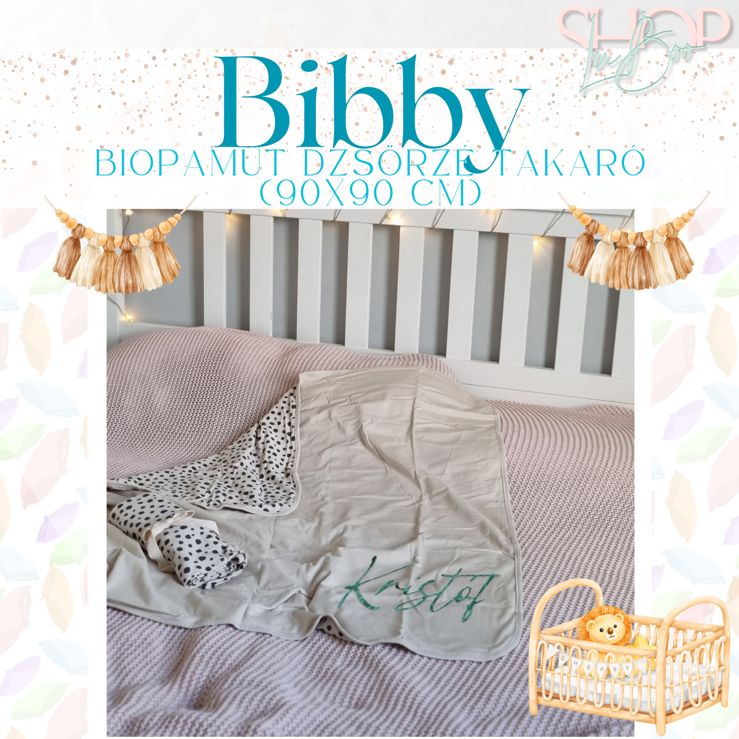 Bibby BIOpamut dzsörzé takaró fiús változat – névre szóló babajándék | ShopLuBoo