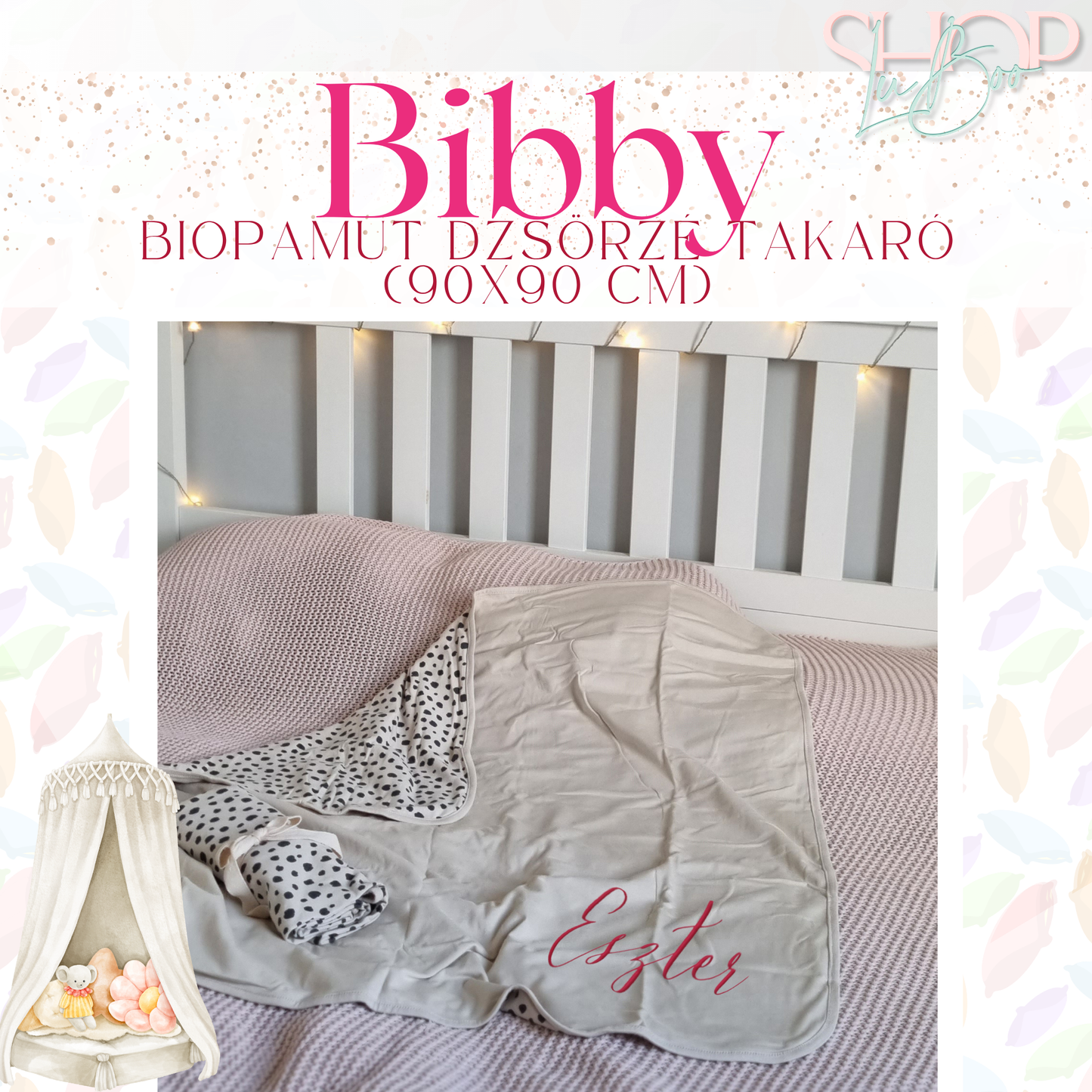 Bibby BIOpamut dzsörzé takaró lányos változat – névre szóló babajándék | ShopLuBoo
