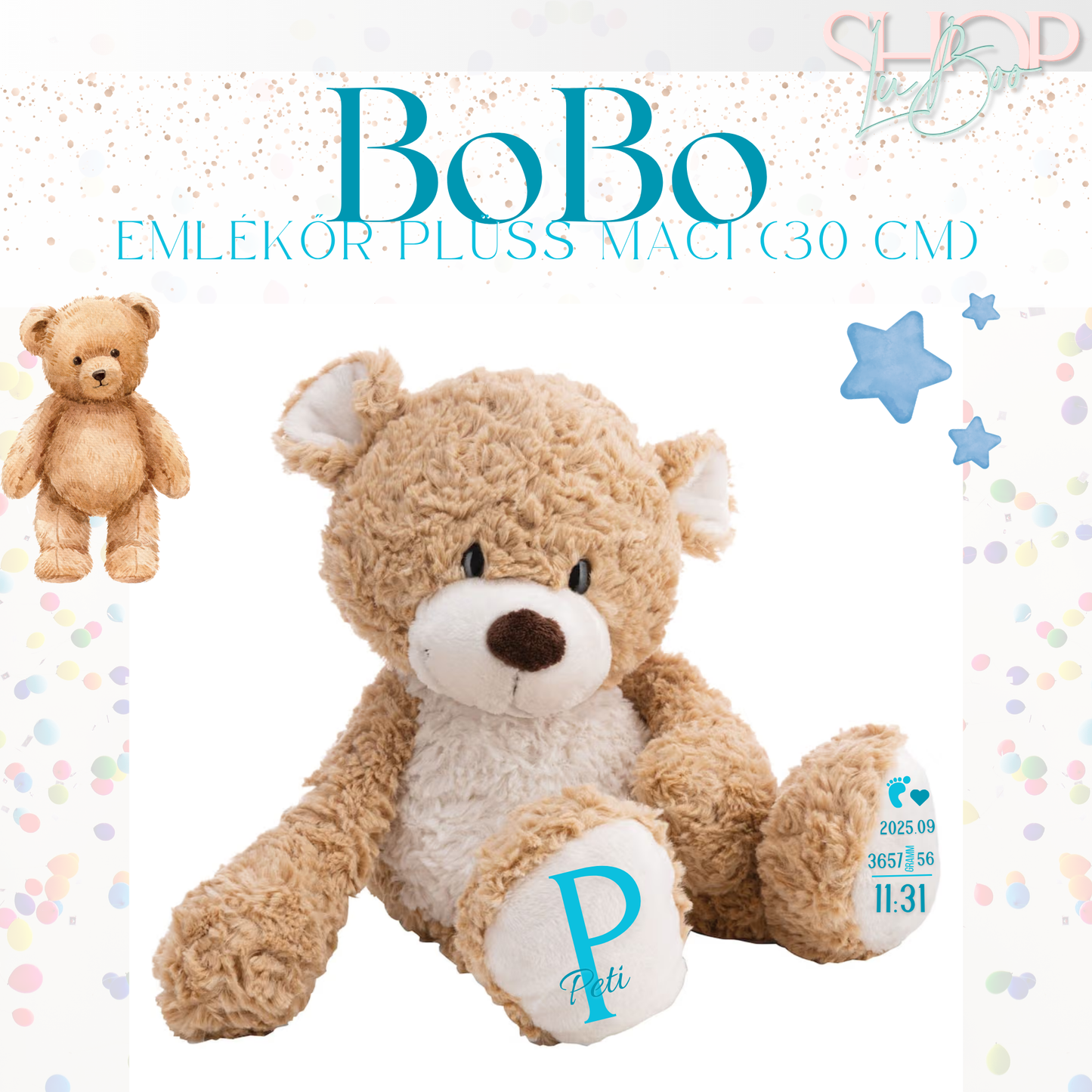 BoBo - Emlékőr plüss maci (30 cm)