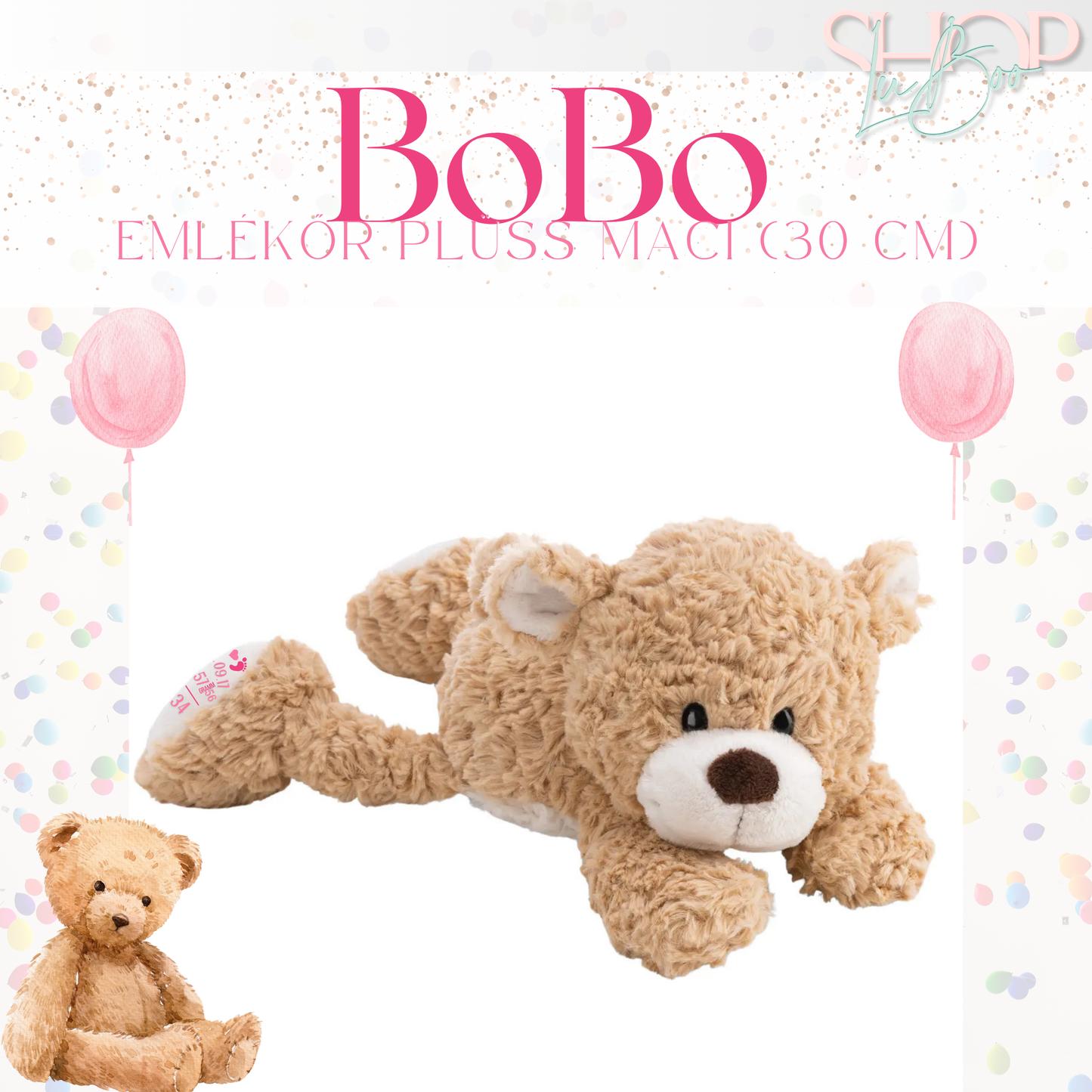 BoBo - Emlékőr plüss maci (30 cm)