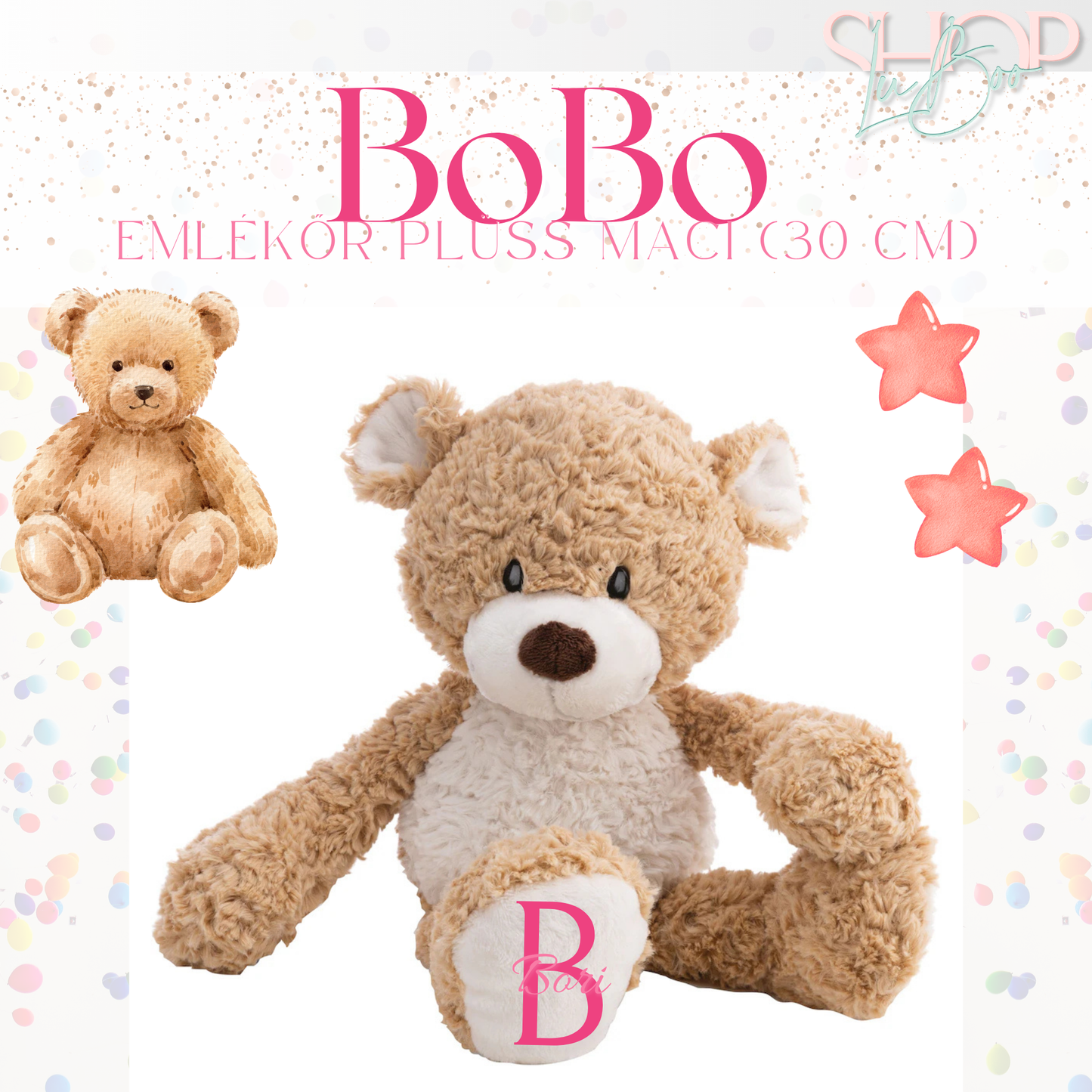 BoBo - Emlékőr plüss maci (30 cm)