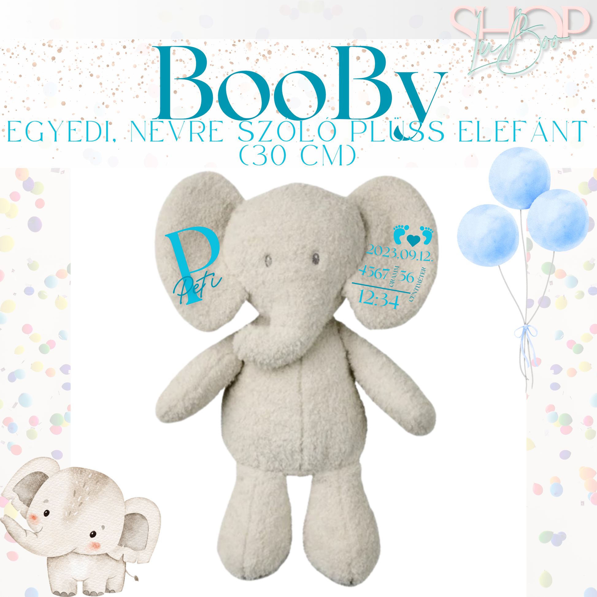 BooBy – Névre Szóló Plüss Elefánt | ShopLuBoo