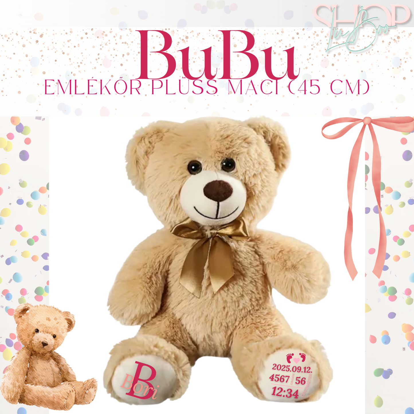 Bubu - Emlékőr plüss maci (45 cm)