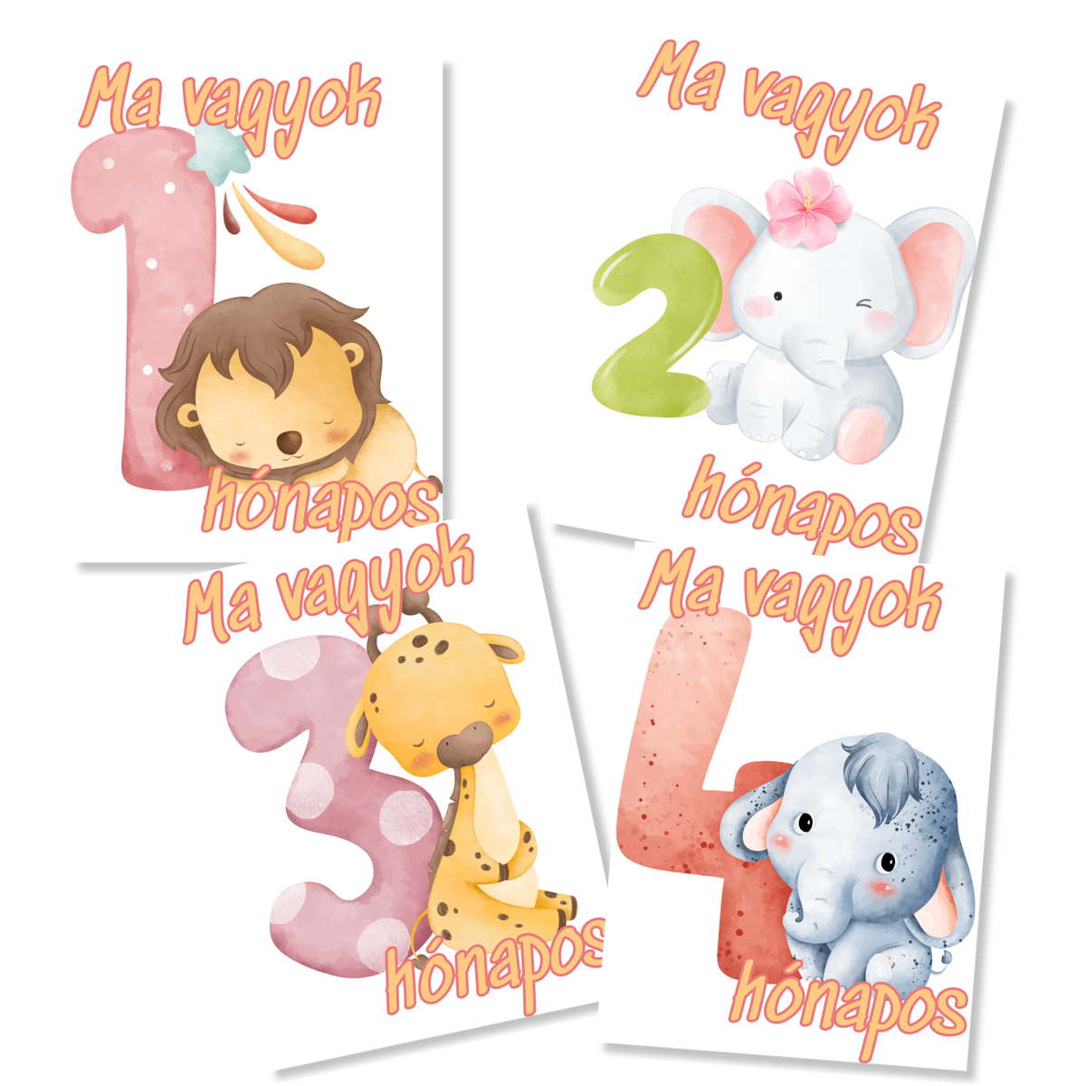Mérföldkő kártyák – Cute Animals (11×15 cm)