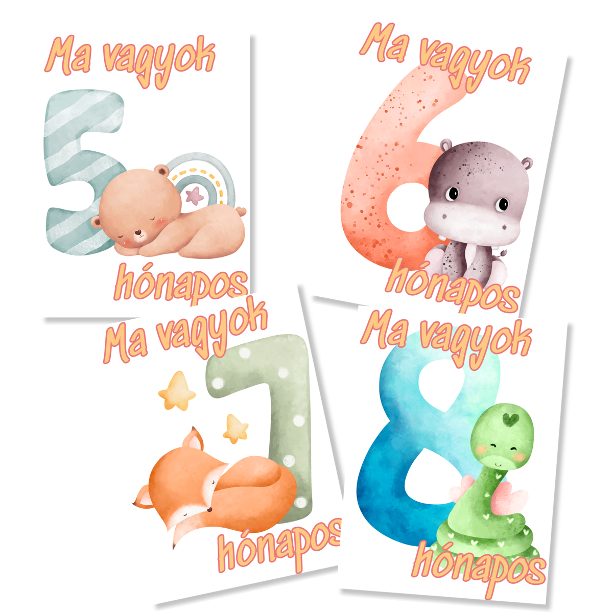 Mérföldkő kártyák – Cute Animals (11×15 cm)
