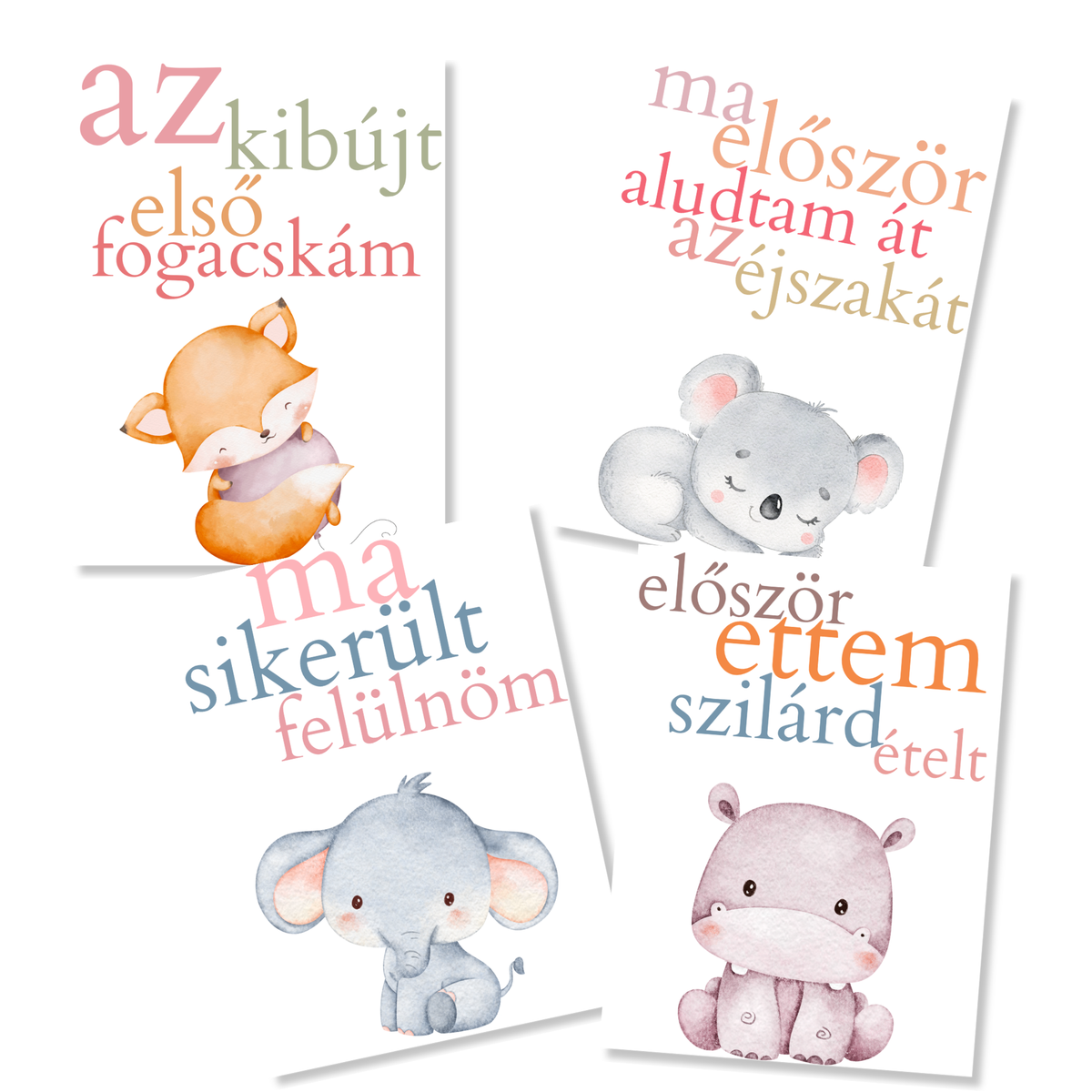 Mérföldkő kártyák – Cute Animals (11×15 cm)