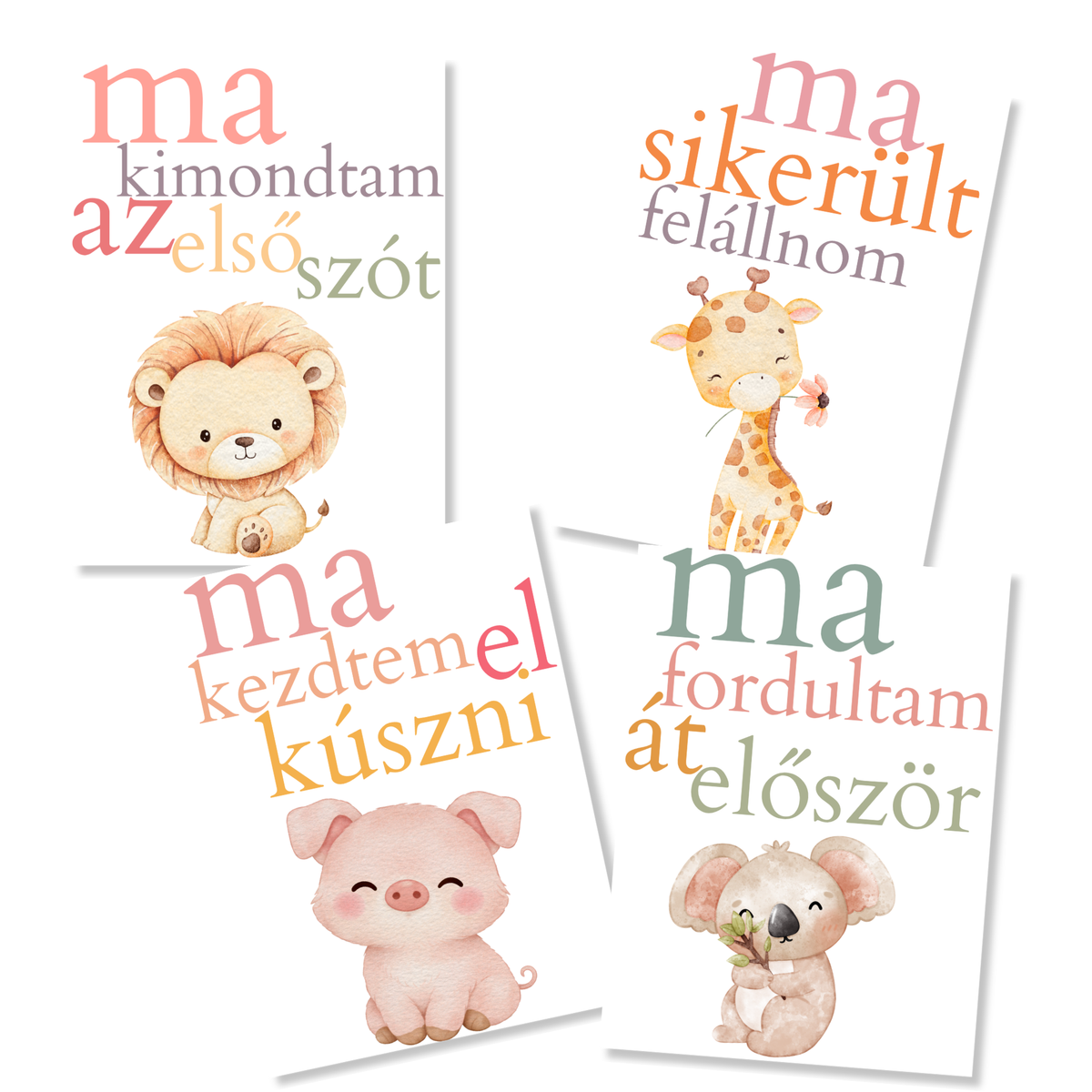 Mérföldkő kártyák – Cute Animals (11×15 cm)