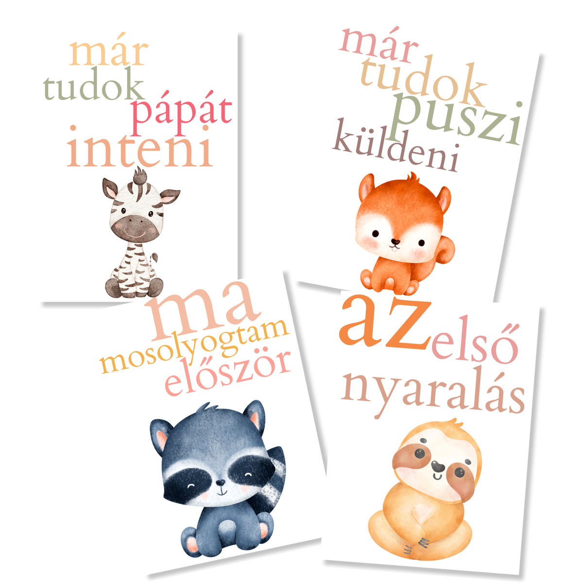 Mérföldkő kártyák – Cute Animals (11×15 cm)