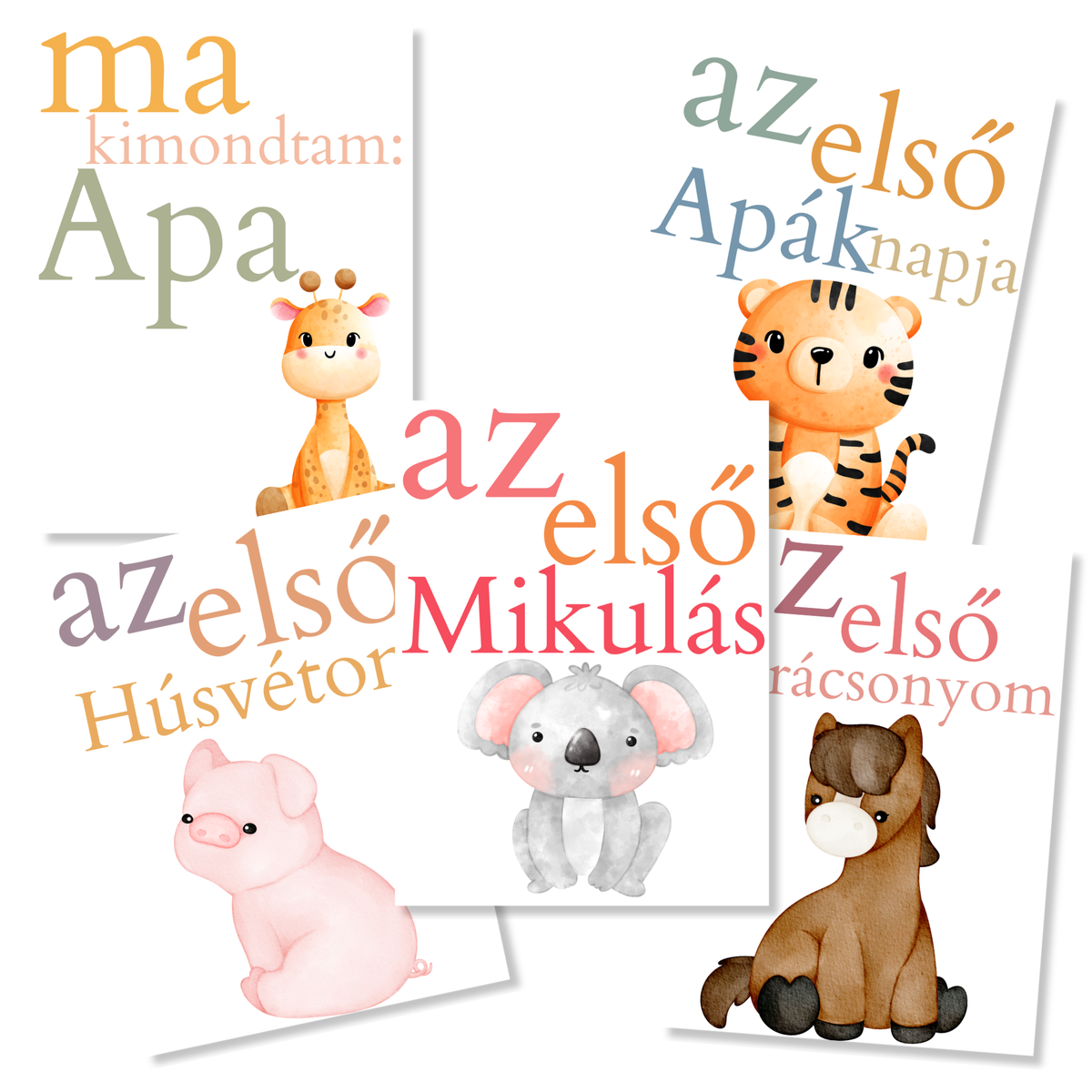 Mérföldkő kártyák – Cute Animals (11×15 cm)