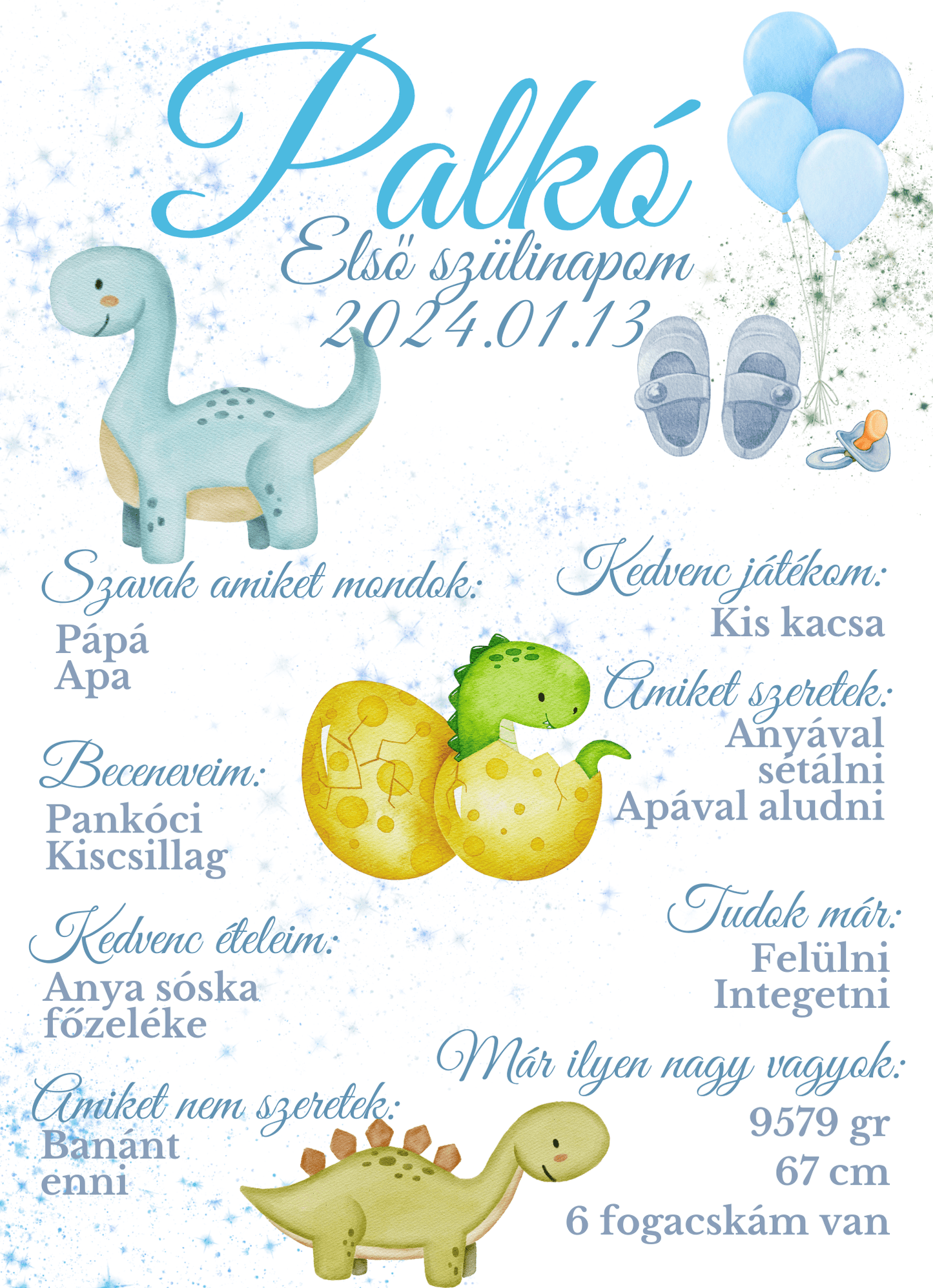 Szülinapi Emlék Plakát - Dinós