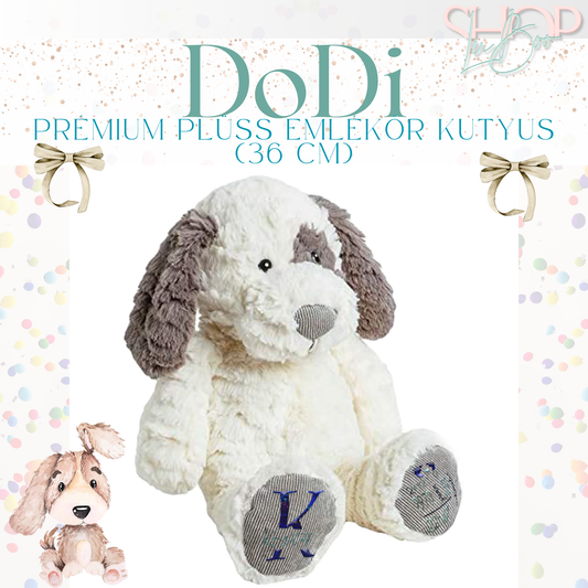 Dodi prémium plüss emlékőr kutyus fiús változat – névre szóló babajándék | ShopLuBoo