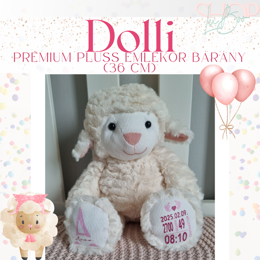 Dolli prémium plüss emlékőr bárány lányos változat – névre szóló babajándék | ShopLuBoo