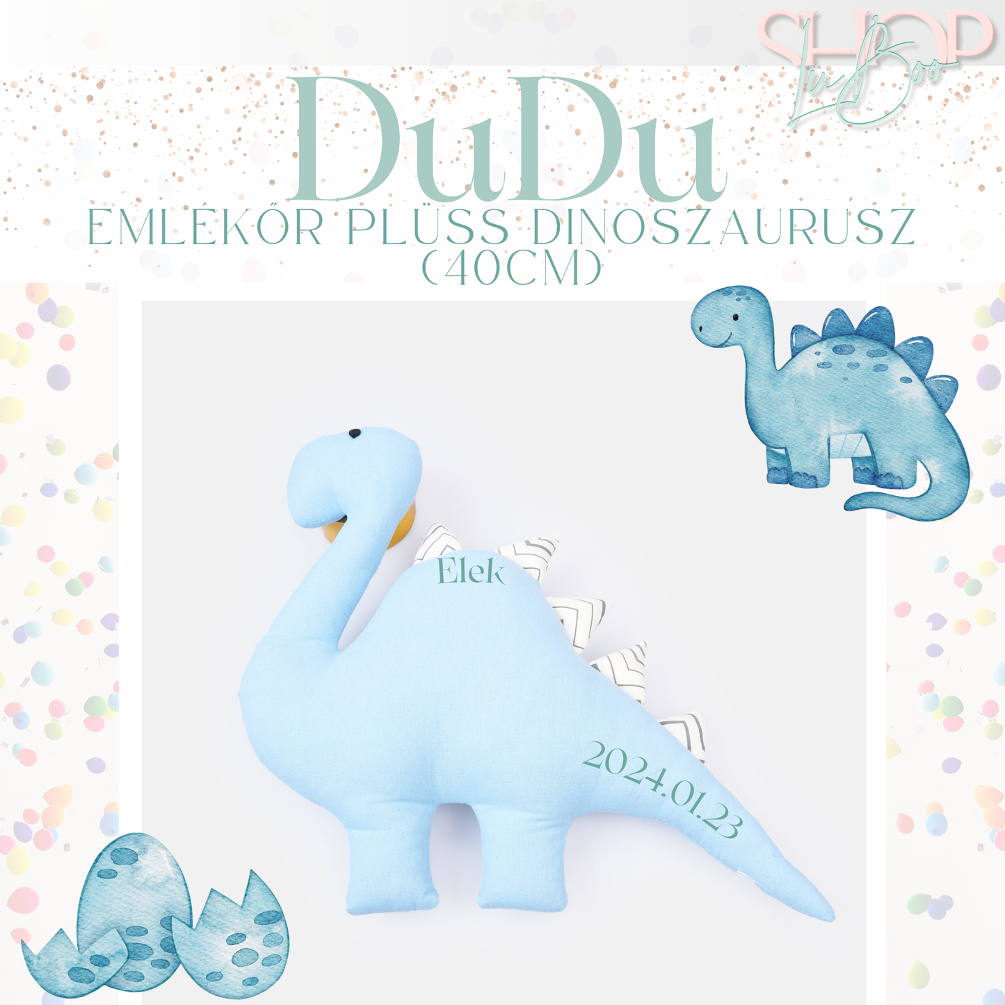 DuDu - Emlékőr plüss dinoszaurusz (40 cm)