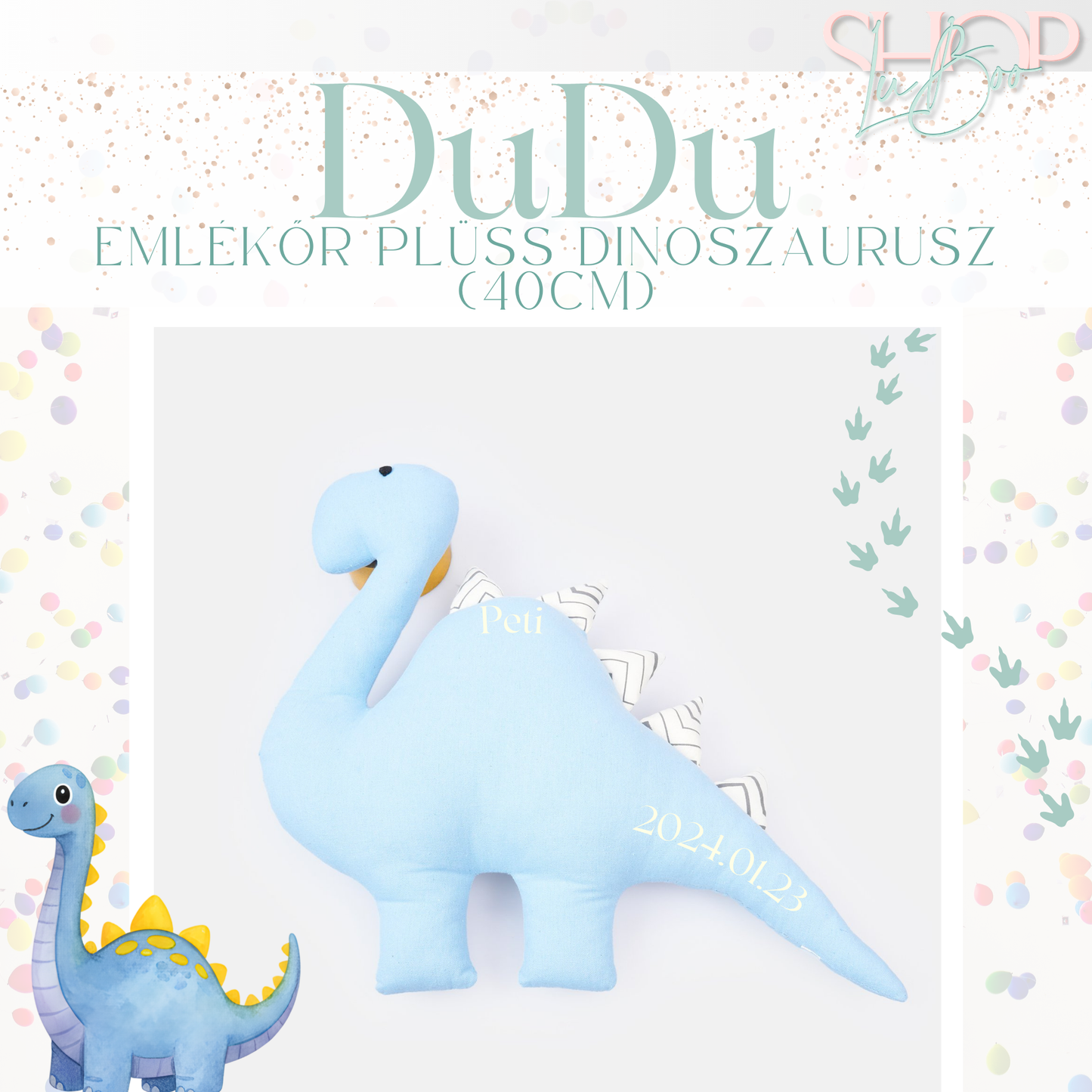 DuDu - Emlékőr plüss dinoszaurusz (40 cm)