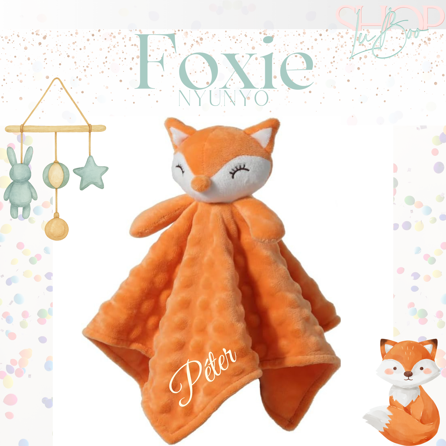 Foxie névre szóló róka nyúnyó (35 cm)