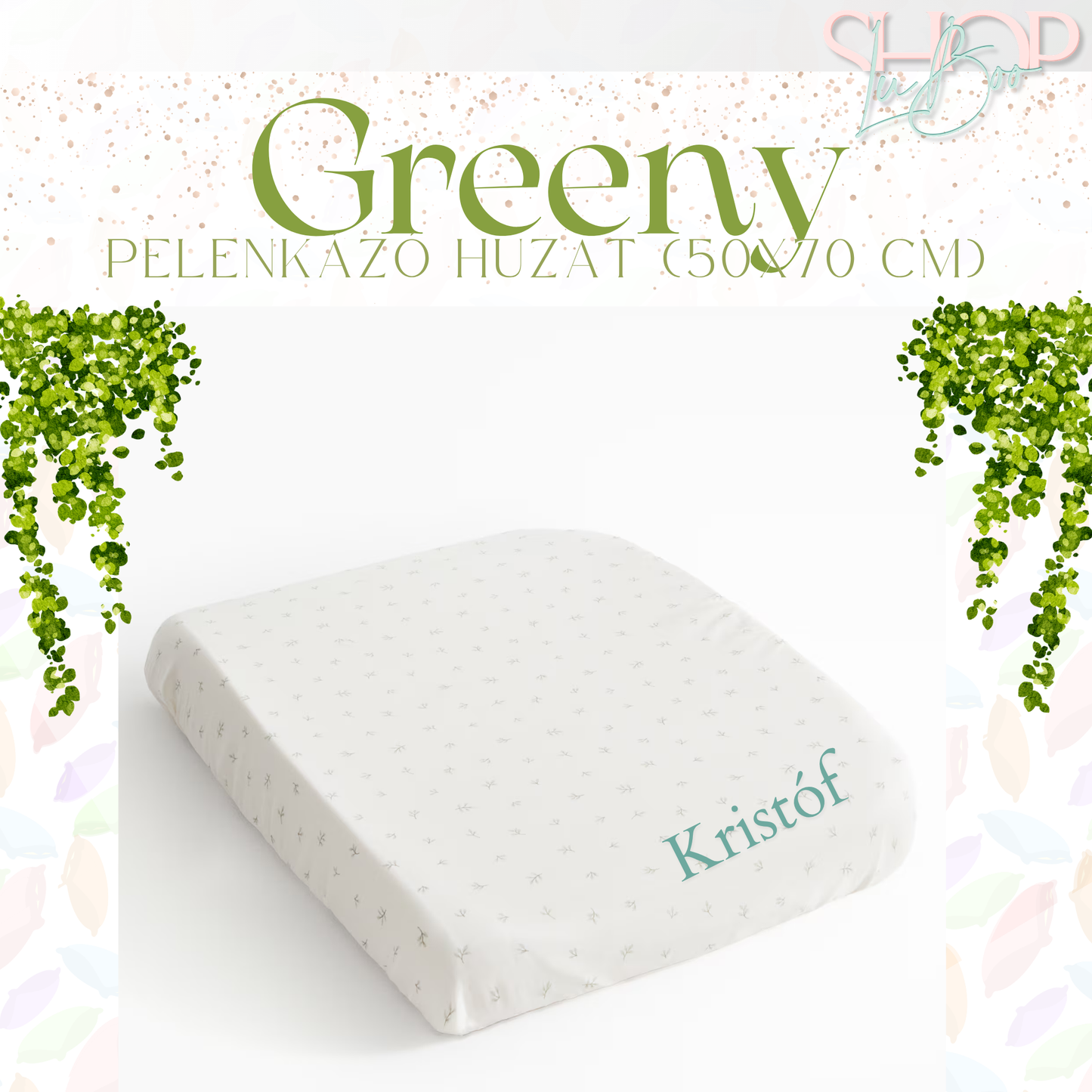 Greeny – Névre Szóló Pelenkázó Huzat 50x70 cm | BioPamut