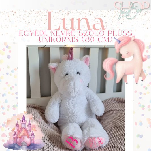 Luna óriás emlékőr plüss unikornis 80 cm – ShopLuBoo egyedi névre szóló ajándék