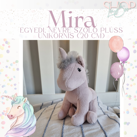 Mira - Egyedi, névre szóló prémium plüss unikornis (20 cm)