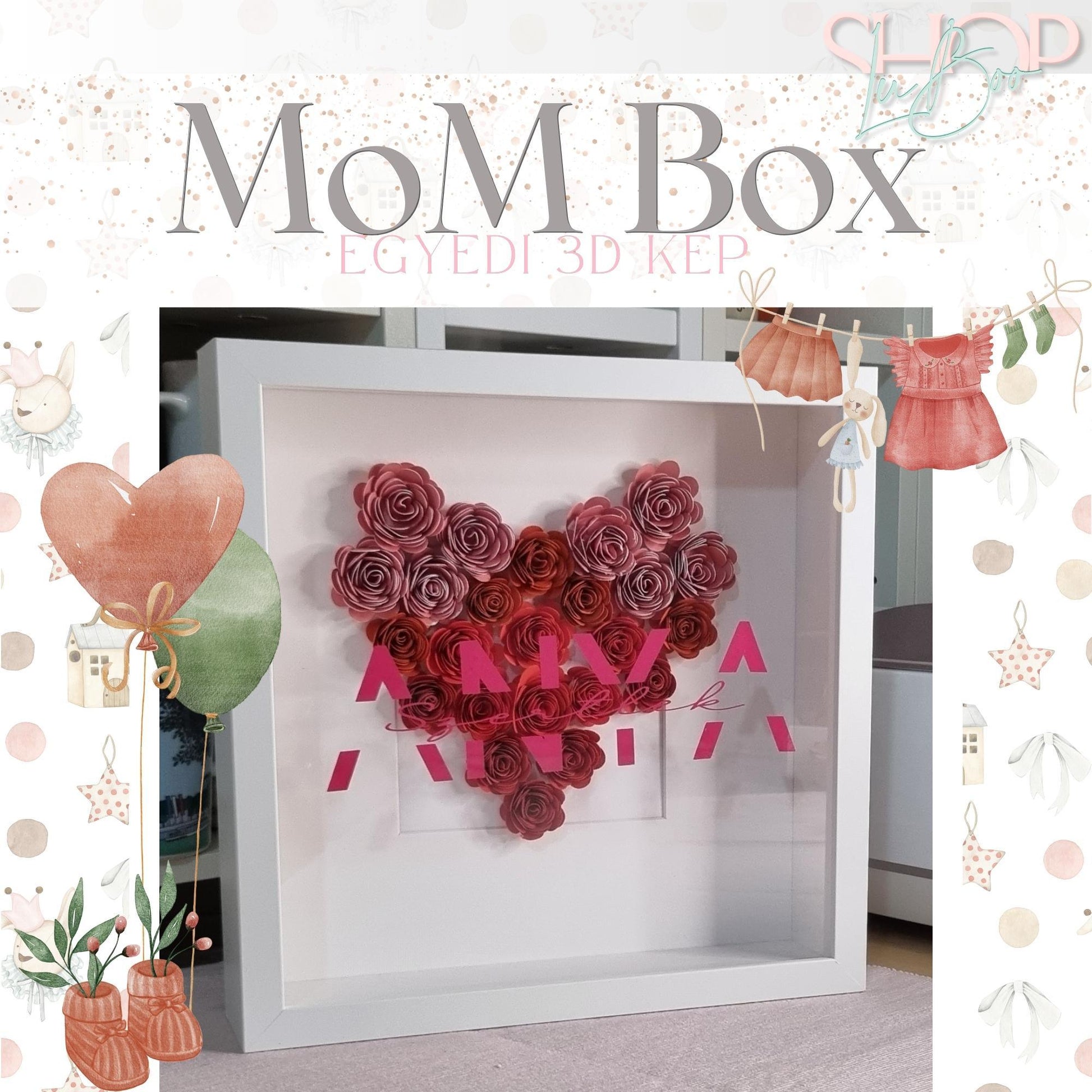 MoM Box egyedi 3D kép – névre szóló babajándék | ShopLuBoo
