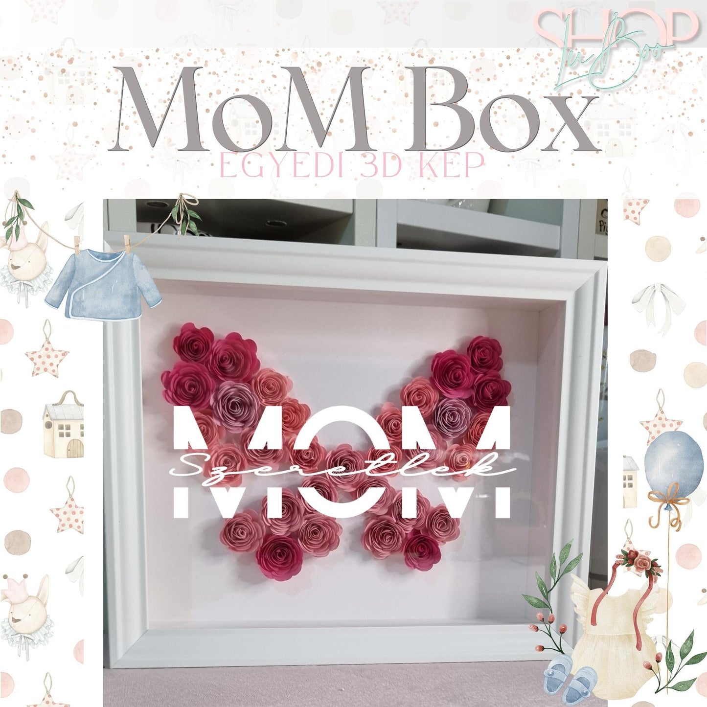 MoM Box egyedi 3D kép – névre szóló babajándék | ShopLuBoo