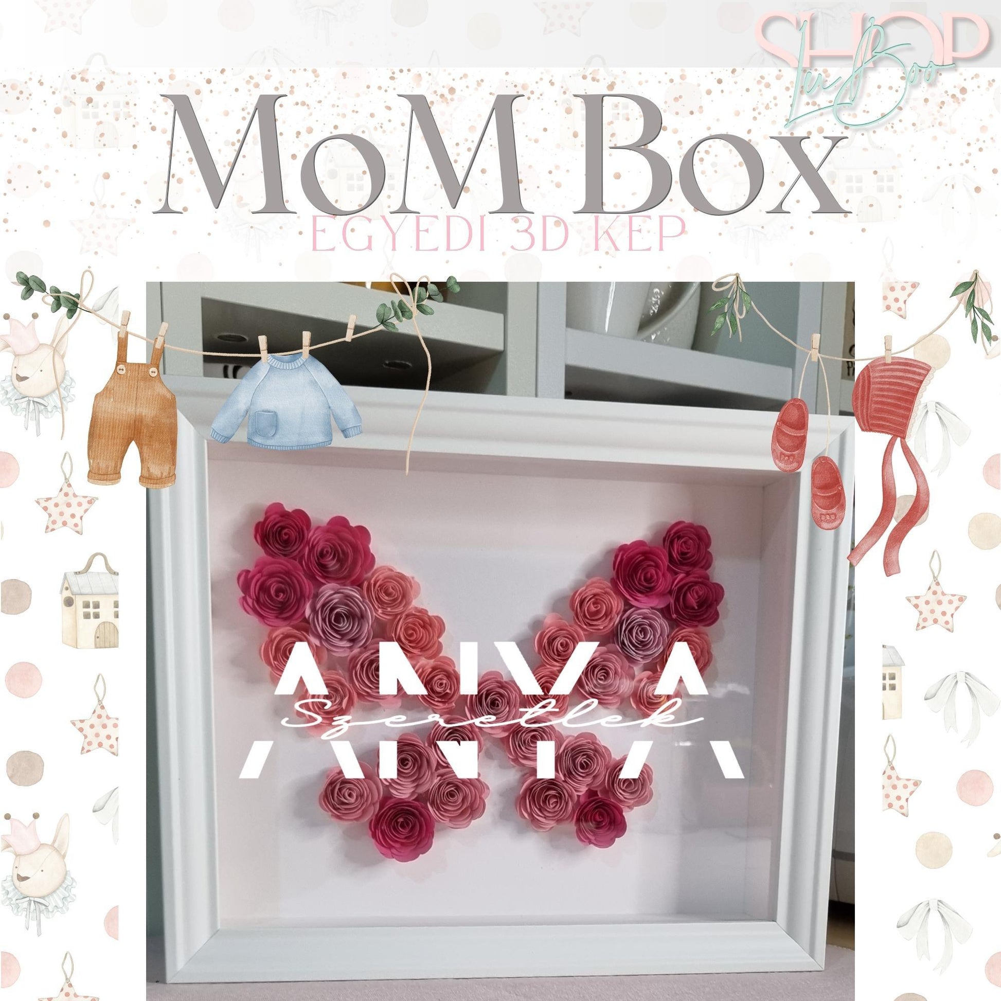 MoM Box egyedi 3D kép – névre szóló babajándék | ShopLuBoo