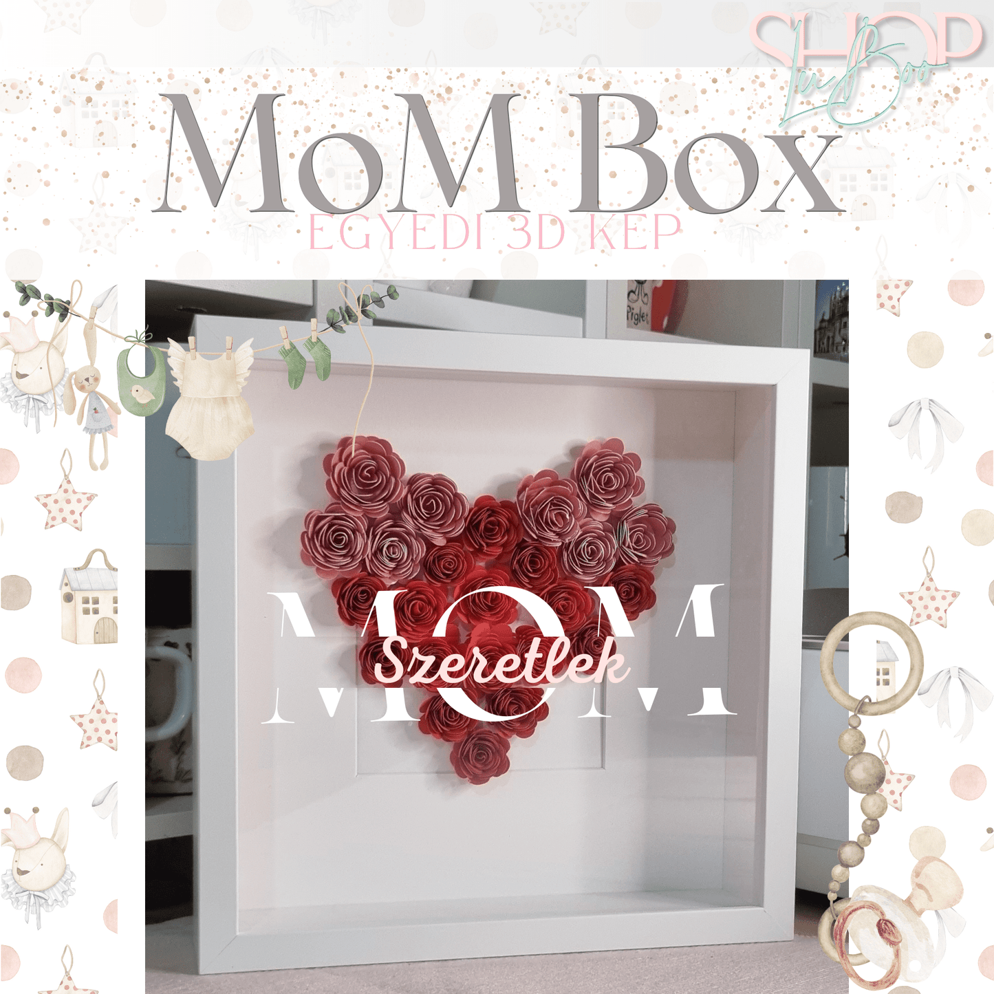 MoM Box egyedi 3D kép részlet – névre szóló babajándék | ShopLuBoo
