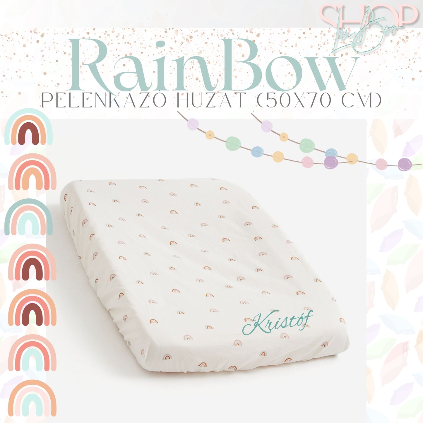 RainBow - Névre szóló pelenkázó huzat (50x70 cm)