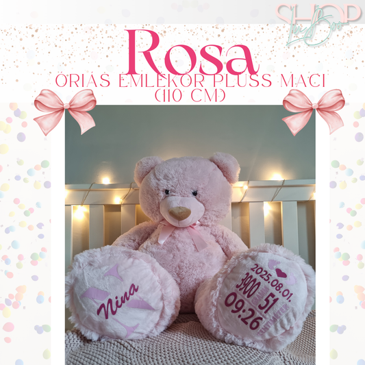 Rosa - Óriás rózsaszín emlékőr plüss maci (110 cm)